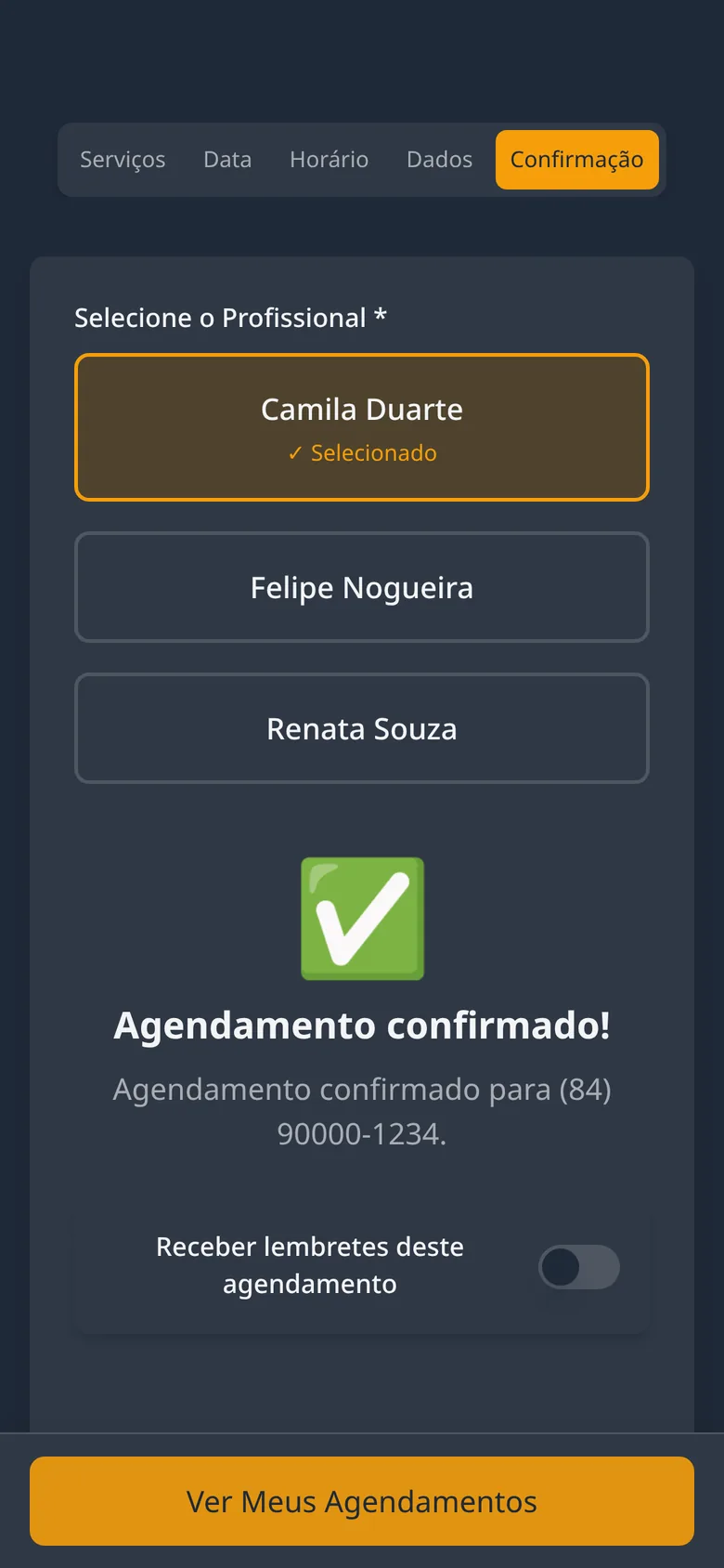 Agendamento confirmado