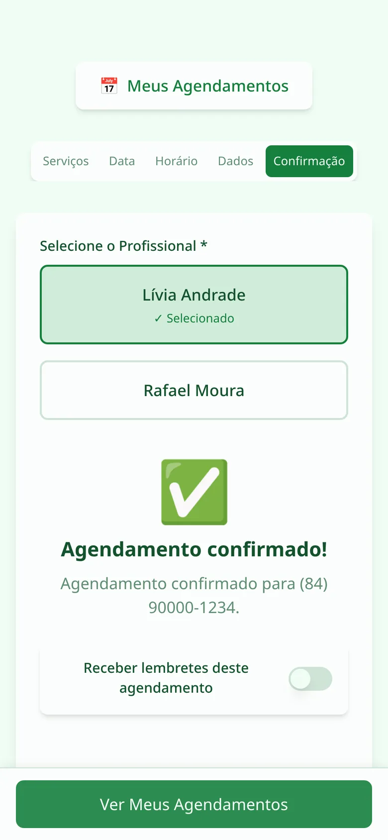 Agendamento confirmado